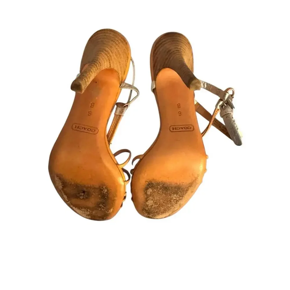 Coach Womens Brown Leather High‎ Straps Stiletto Heels Size 6 Y2K Chic - Picture 5 of 6